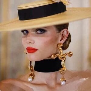 Schiaparelli Style Baroque Cross Earrings